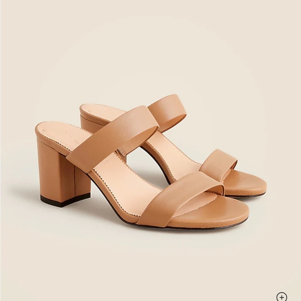 J.Crew Lucie double-strap block-heel sandals in Light Camel (new)